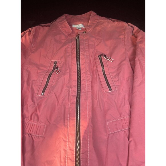 Vintage ANN TAYLOR LOFT Women's Pink Biker Style Zip up Jacket SZ MP - Picture 2 of 8